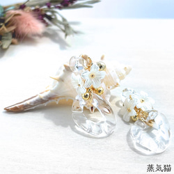 フラワータッセル クリアチェーン 2個【a5022ピアス イヤリング 手作り材料ハンドメイドアクセサリー加工パーツ素材】 3枚目の画像