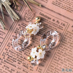 フラワータッセル クリアチェーン 2個【a5022ピアス イヤリング 手作り材料ハンドメイドアクセサリー加工パーツ素材】 4枚目の画像