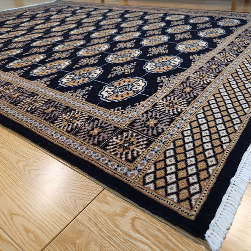 パキスタン絨毯 幾何学模様 ラグ パキスタン絨毯 ハイクオリティ ボハラデザイン 192x140cm 厚み