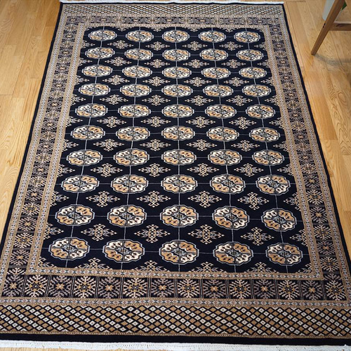 【美品】パキスタン製/絨毯/155x95 パキスタン絨毯 ハイクオリティ ボハラデザイン 192x140cm 厚み