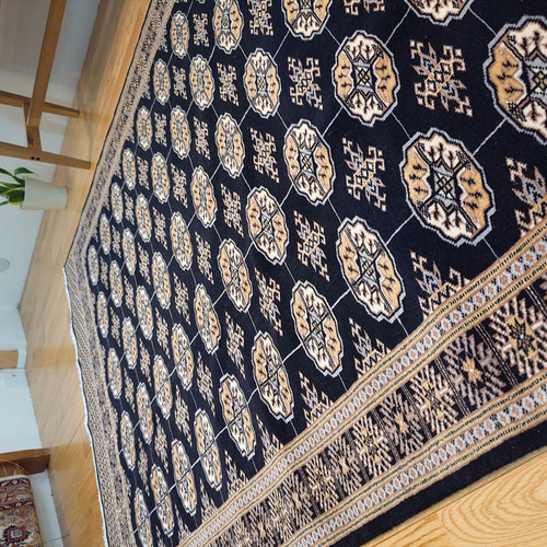 【美品】パキスタン製/絨毯/155x95 パキスタン絨毯 ハイクオリティ ボハラデザイン 192x140cm 厚み