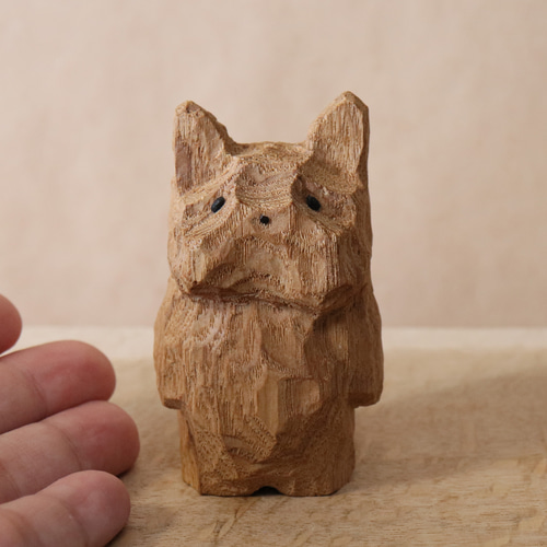 木彫り 犬 フレンチブルドッグ 木製 置物 インテリア雑貨（木材：タモ