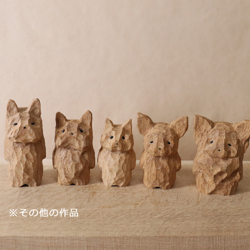 木彫り 犬 チワワ 木製 置物 インテリア雑貨（木材：タモなど）（No