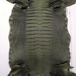 ワニ革  クレイ仕上げ  フォレストグリーン「長財布向け」サイズ No.CM0033 4枚目の画像