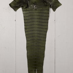 ワニ革  クレイ仕上げ  フォレストグリーン「長財布向け」サイズ No.CM0033 5枚目の画像