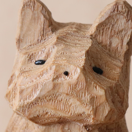 木彫り 犬 フレンチブルドッグ 木製 置物 インテリア雑貨（木材：タモ