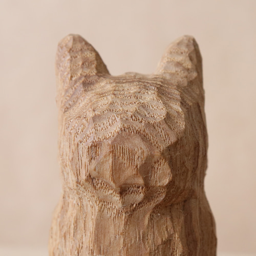 木彫り 犬 フレンチブルドッグ 木製 置物 インテリア雑貨（木材