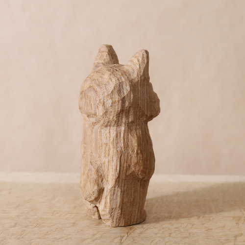 木彫り 犬 フレンチブルドッグ 木製 置物 インテリア雑貨（木材：タモ