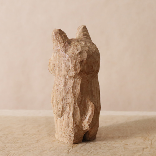 木彫り 犬 フレンチブルドッグ 木製 置物 インテリア雑貨（木材：タモ