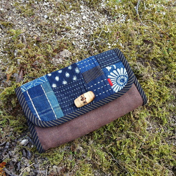 酒袋の長財布 藍古布 長財布 酒袋 Wファスナー 長財布 かよさん古布 通販 19463724