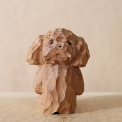 ハンドメイド 木彫り 手彫り プードル 一点物 置物 インテリア