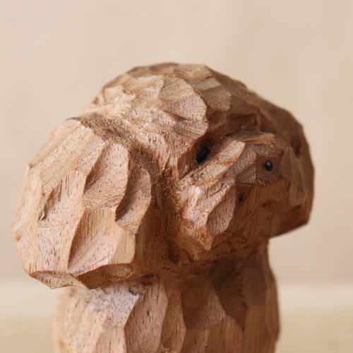 ハンドメイド 木彫り 手彫り プードル 一点物 置物 インテリア オブジェ ハンドメイド 木彫り 手彫り プードル 一点物 置物 インテリア オブジェ