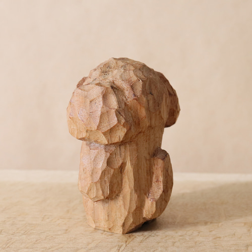 スワールウッド　天然無垢材　プードル　木彫り　手彫り　木製　犬の置物 スワールウッド 天然無垢材 プードル 木彫り 手彫り 木製 犬