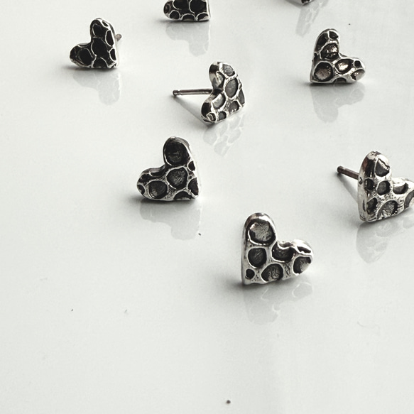 ハートのドット柄ピアス/silver925/スタッドピアス 9枚目の画像