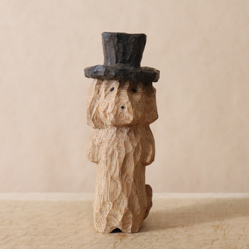 木彫り 犬 短足おじさん ミニチュアダックスフンド 木製 置物