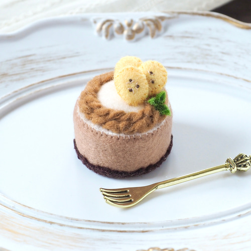 バナナとチョコのケーキ フェルトケーキ フェルトままごと フェルト