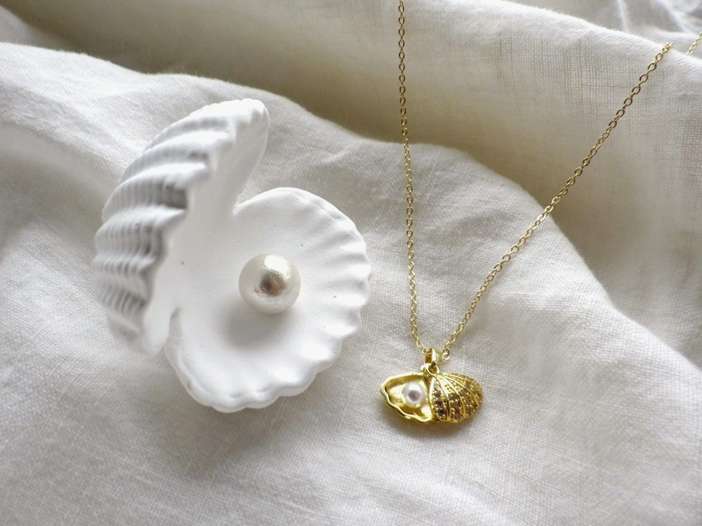 【セット販売】人魚姫の二枚貝のコフレセット ■ リングホルダー × ペンダント ■ ネックレスの色が選べる
