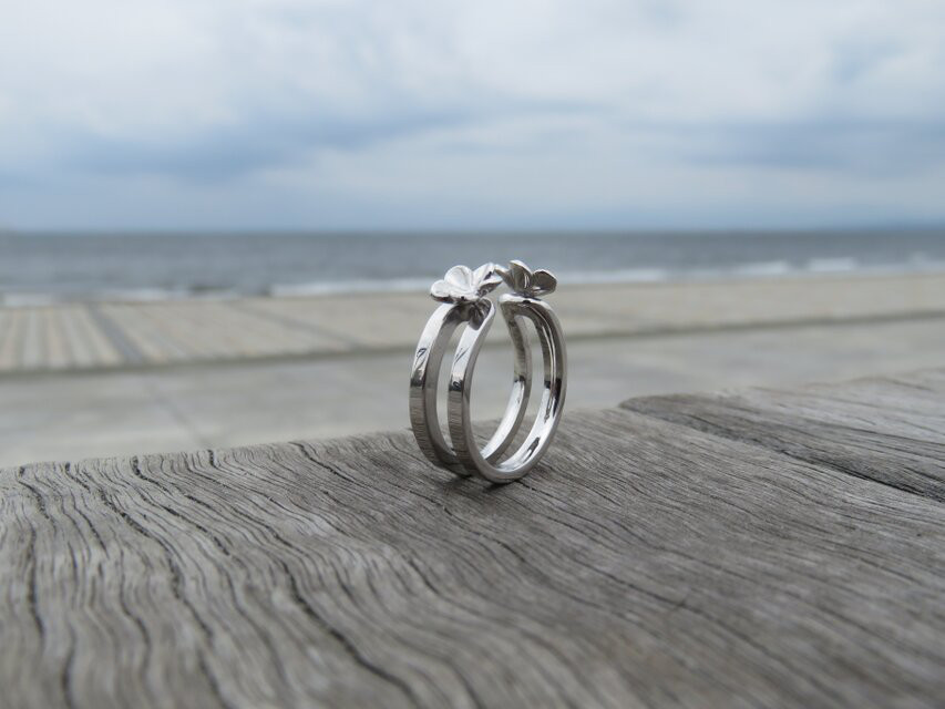 Twin Plumeria Ring 二つのプルメリアのフォークリング