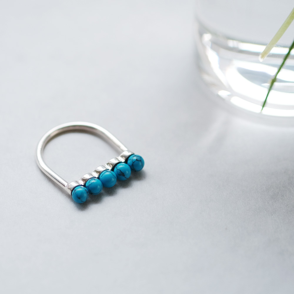 ターコイズ トルコ石 バー リング シルバー925