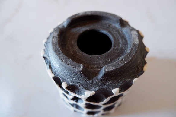 3.5号白化粧黒鉢093　塊根植物　多肉植物　アガベ　盆栽　植木鉢　作家鉢　鉢皿　沖縄 6枚目の画像