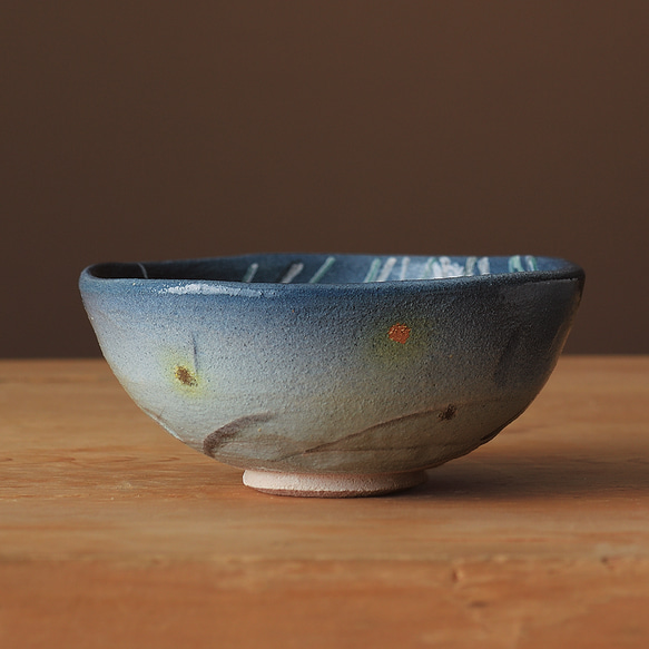 2025夏  新作 楽焼〚舞ホタル〛抹茶碗　茶入印　贈り物　茶道具　季節茶碗 1枚目の画像