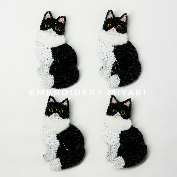 刺繍　ブローチ　ビーズ　猫　浴衣　ハンドメイド 刺繍 ブローチ ビーズ 猫 浴衣 ハンドメイド 猫ブローチ ビーズ