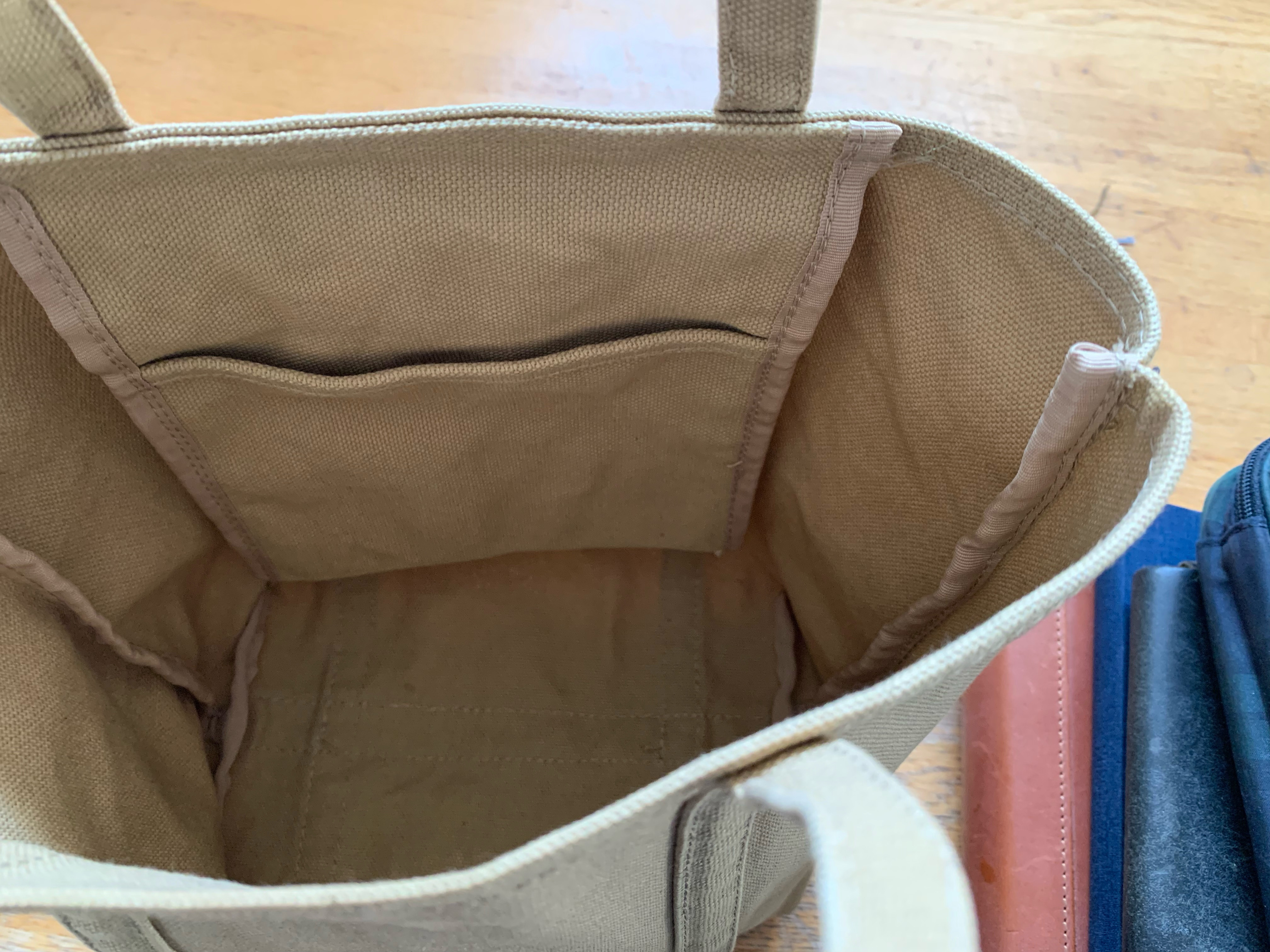 「pote」2way ショルダー帆布トート　キャメル　(S)