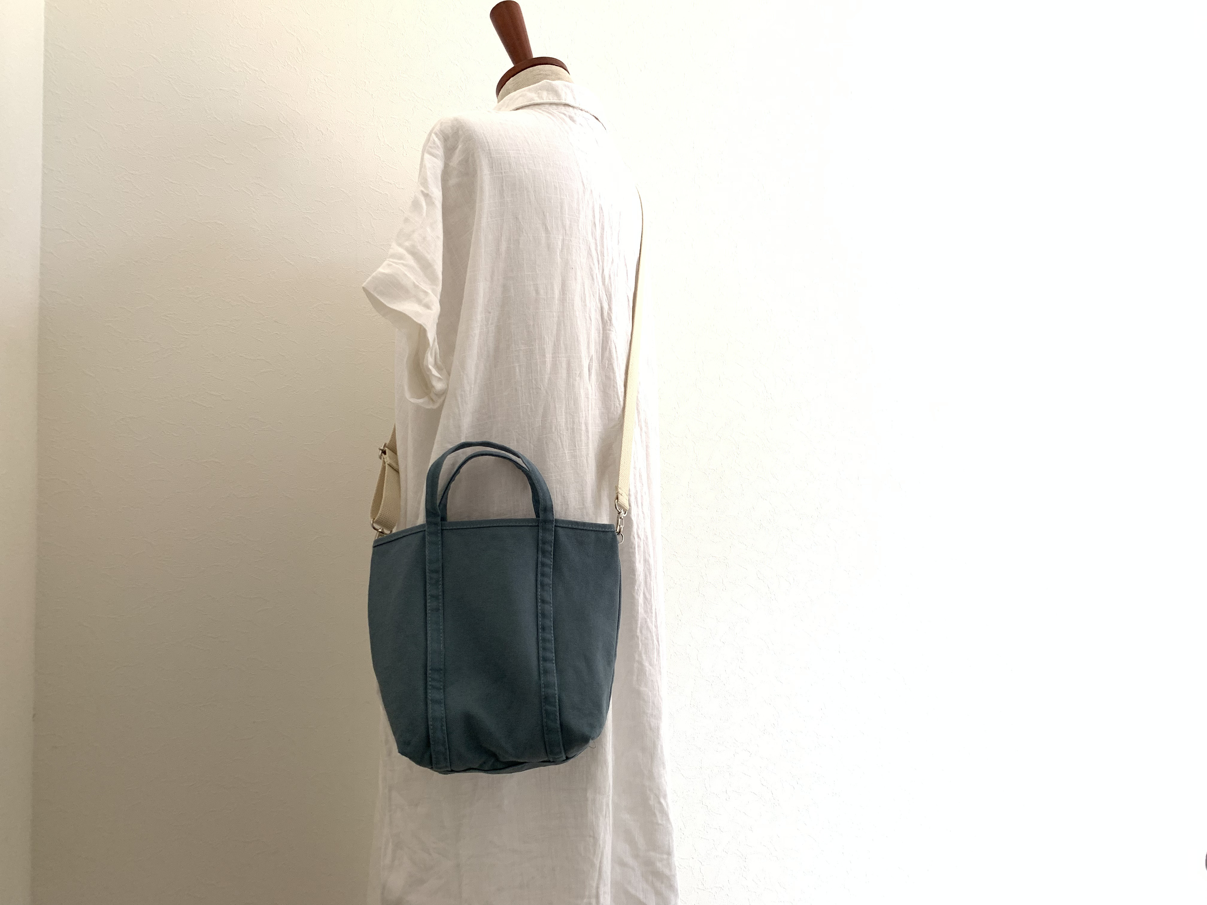 「pote」2way ショルダー帆布トート　キャメル　(S)