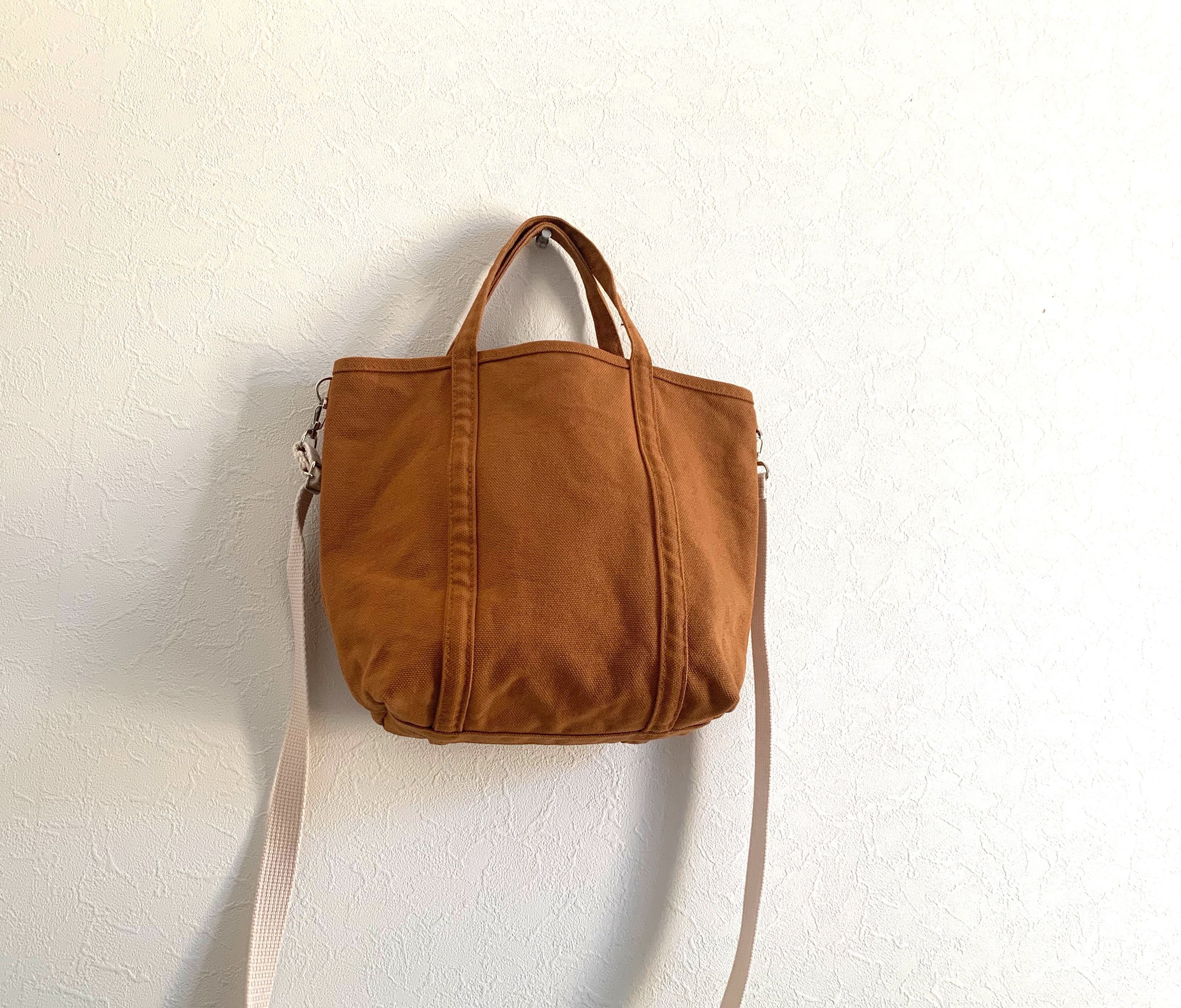 「pote」2way ショルダー帆布トート　キャメル　(S)