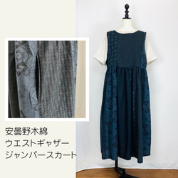 遠州織物】セーラーカラー ローウエスト ギャザーワンピース 赤 逆