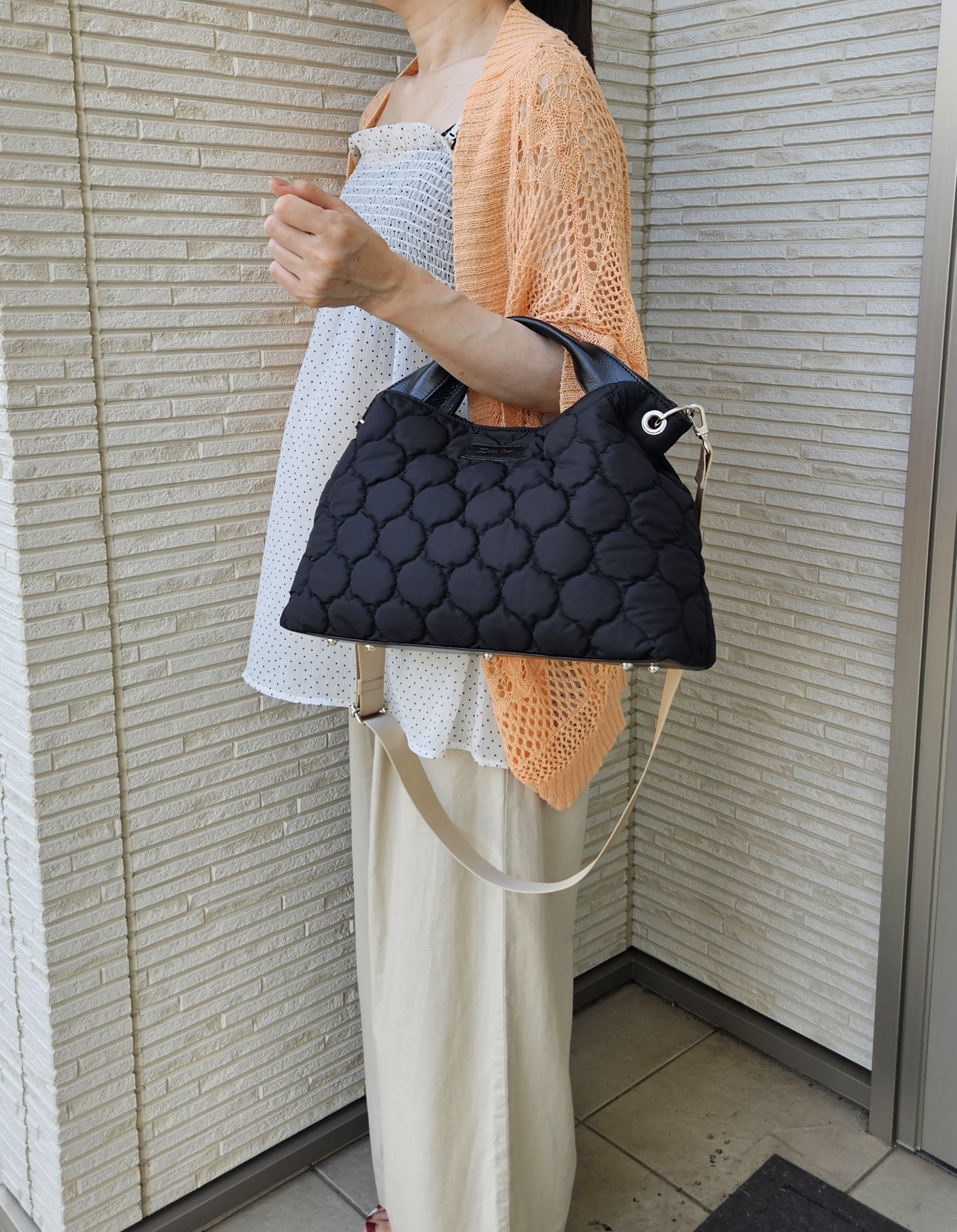 新作日本製(creema限定)お店では出逢えない‼️ひょうたん柄キルト生地と姫路レザーのトートバック　組み合わせ自由