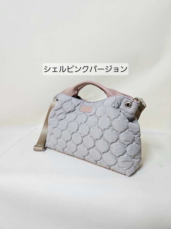 新作日本製(creema限定)お店では出逢えない‼️ひょうたん柄キルト生地と姫路レザーのトートバック　組み合わせ自由 10枚目の画像