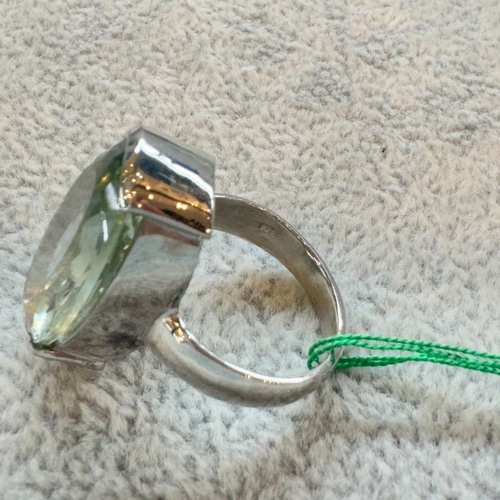 シルバーリング リング グリーンアメジスト 14号 天然石