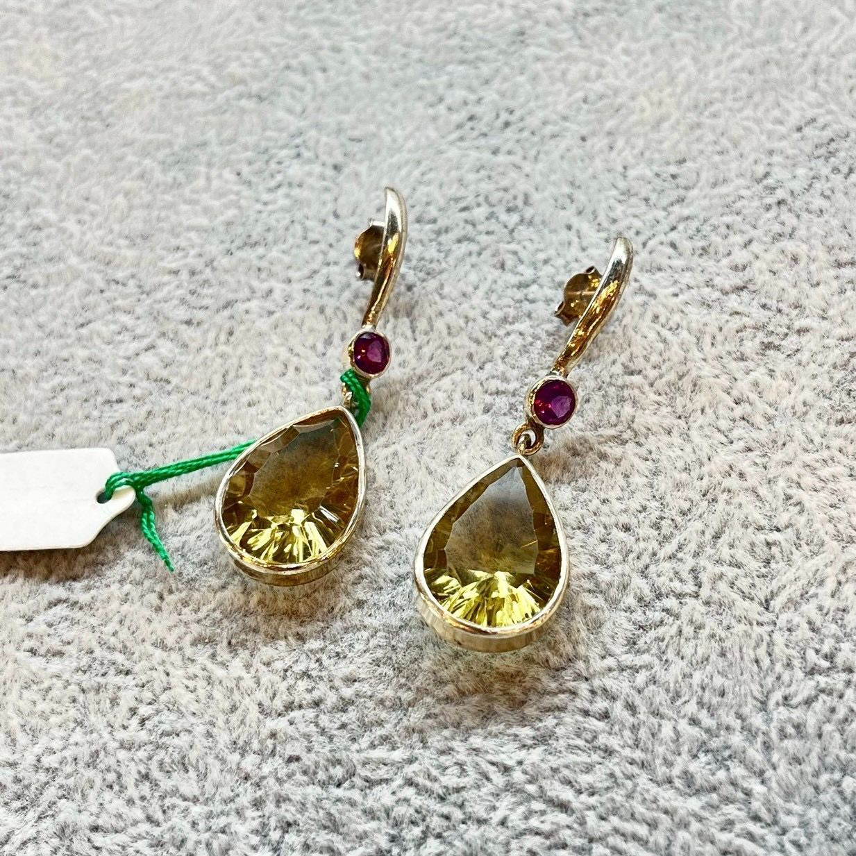 シルバーピアス　ピアス 天然石 シルバー925 レモンクォーツ アメジスト イエロー パープル ハンドメイド 一点もの