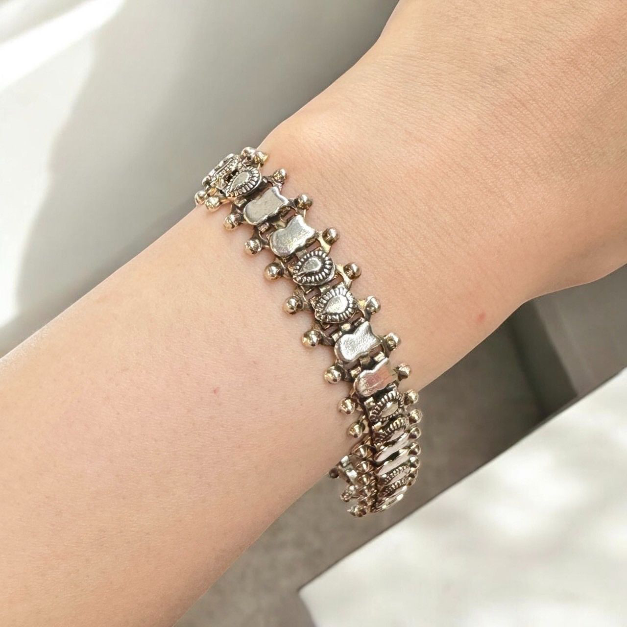 シルバーブレスレット ブレスレット シルバー925 刻印入り インドジュエリー ハンドメイド 手作り ペイズリー模様