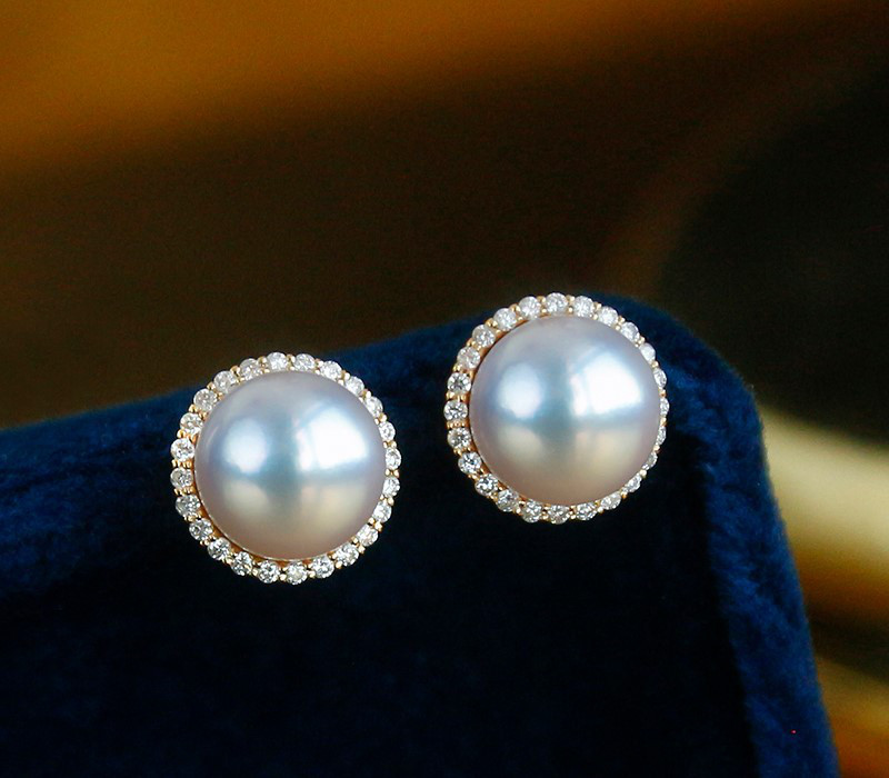 【La Corser】5.5-9.5mm アコヤ真珠ピアスセット 18Kゴールド ダイヤモンド シンプル ファッションピアス