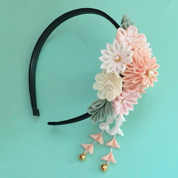 つまみ細工☆カチューシャ☆髪飾り☆七五三 3歳 薄毛 髪が少ない 髪が