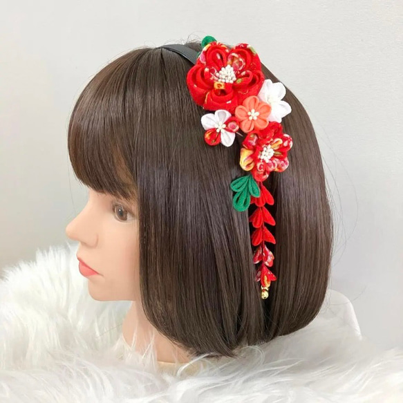 七五三 髪飾り♡ つまみ細工☆カチューシャ☆髪飾り☆七五三 3歳 薄毛 髪が少ない 髪が