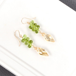 躍動の果実　14kgf/シトリンxペリドットピアス 3枚目の画像