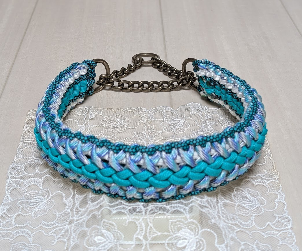 パラコード ハーフチョークチェーンタイプ　大型犬用（首回り４５cm、頭まわり５０ｃｍ）