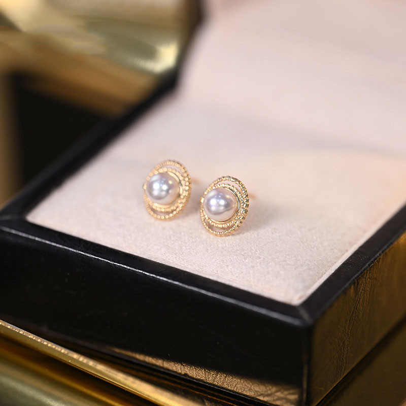 [ヘイズジュエリー] メヌエットシリーズ 18Kゴールド レトロデザイン 5-5.5mm オーロラアコヤ海水真珠 オーバルツイス