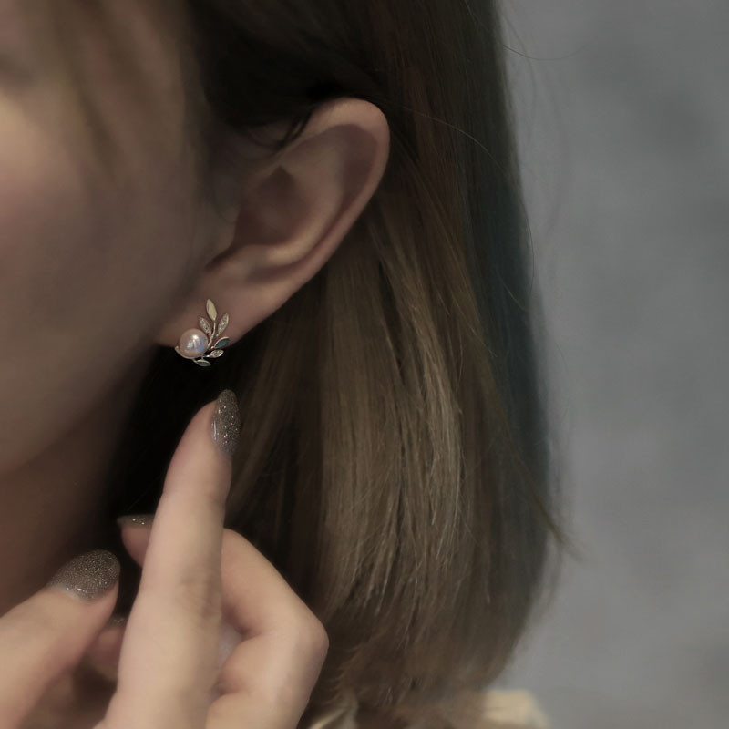 [ヘイズジュエリー] オリーブブランチシリーズ 18Kゴールド ダイヤモンドデザイン 6-6.5mm 日本製オーロラアコヤ海水真