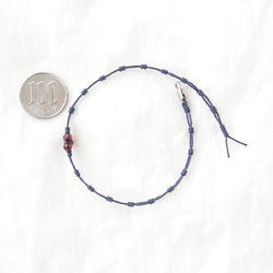 Chain Cord Anklet（ガーネット）-navy- 5枚目の画像
