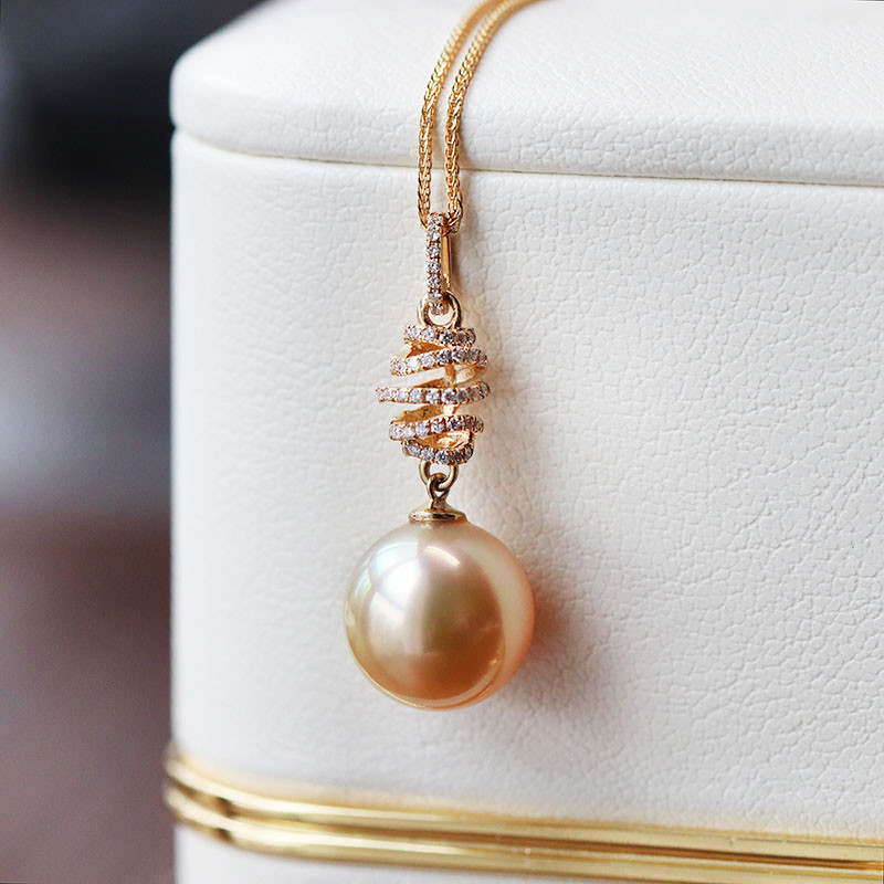 [ヘイズジュエリー] 高級シリーズ ダイヤモンドクラスターペンダント 11-13mm 18Kゴールド 非最適化濃縮ゴールド 南洋