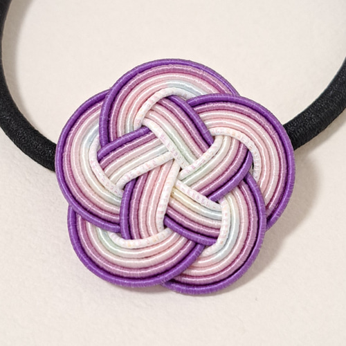 水引 梅結び ヘアゴム パープル 紫 パステルカラー グラデーション