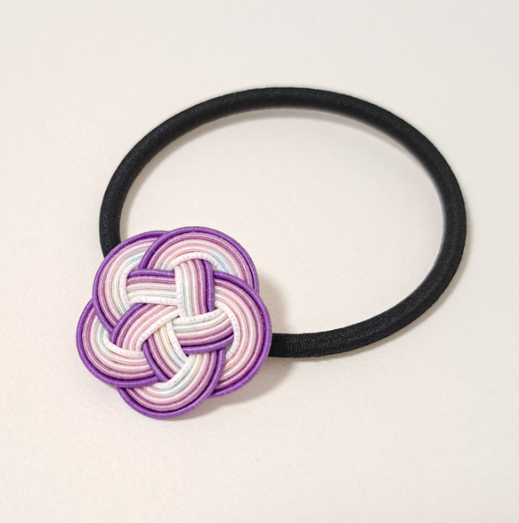水引 梅結び ヘアゴム パープル 紫 パステルカラー グラデーション