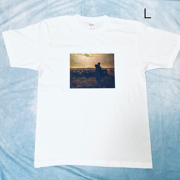 ミレー　羊飼いの少女　綿5.6オンスTシャツ白　SMLサイズ有り 1枚目の画像