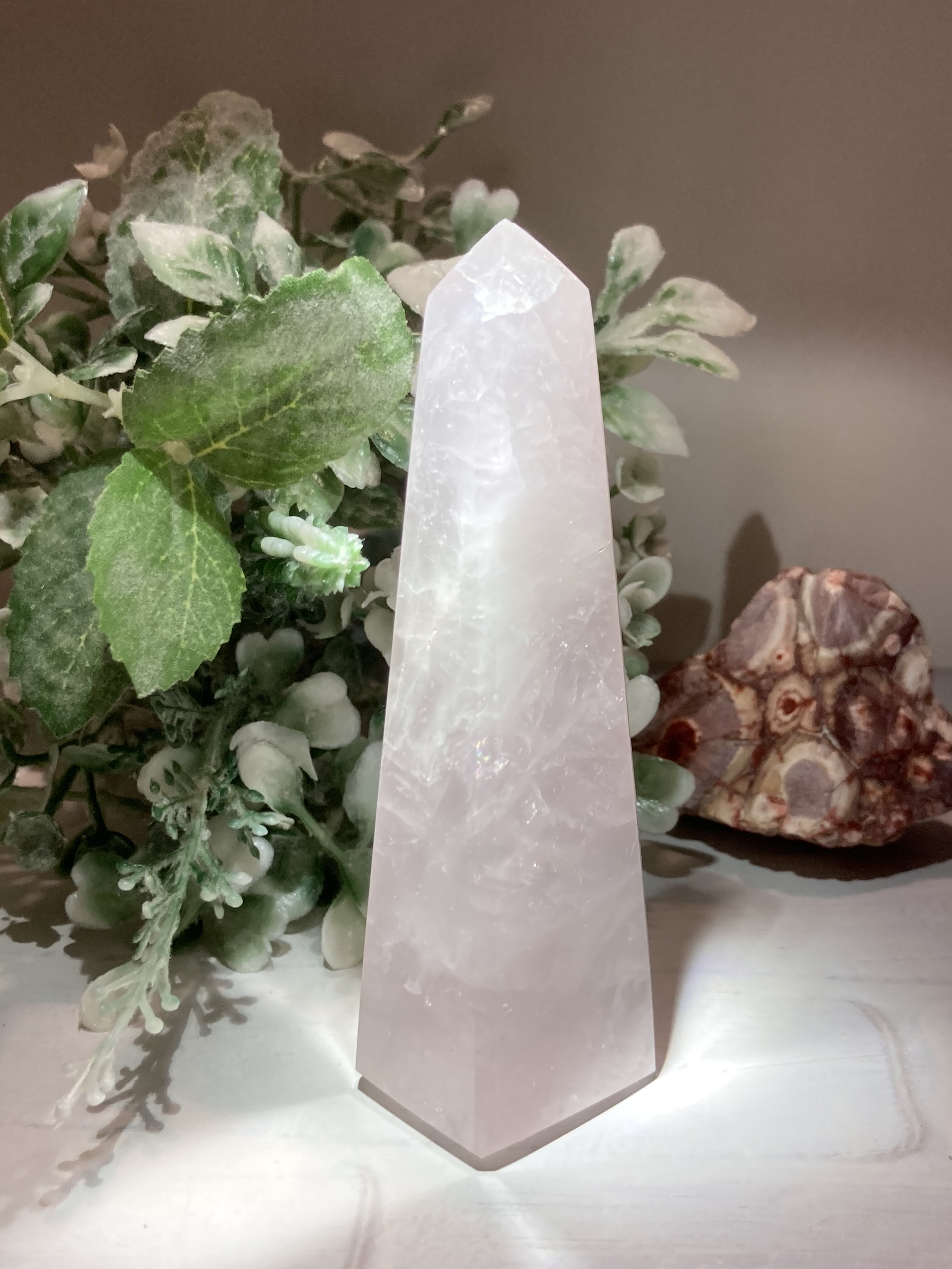 恋愛成就❤︎‬ レインボー　ローズクォーツ 文鎮　ペーパーウェイト　原石