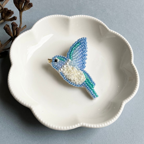 青い鳥 ビーズ刺繍ブローチ ブローチ ryoca 通販 19466321｜Creema