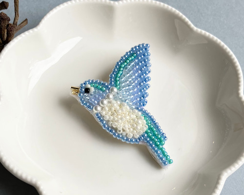 青い鳥 ビーズ刺繍ブローチ ブローチ ryoca 通販 19466321｜Creema